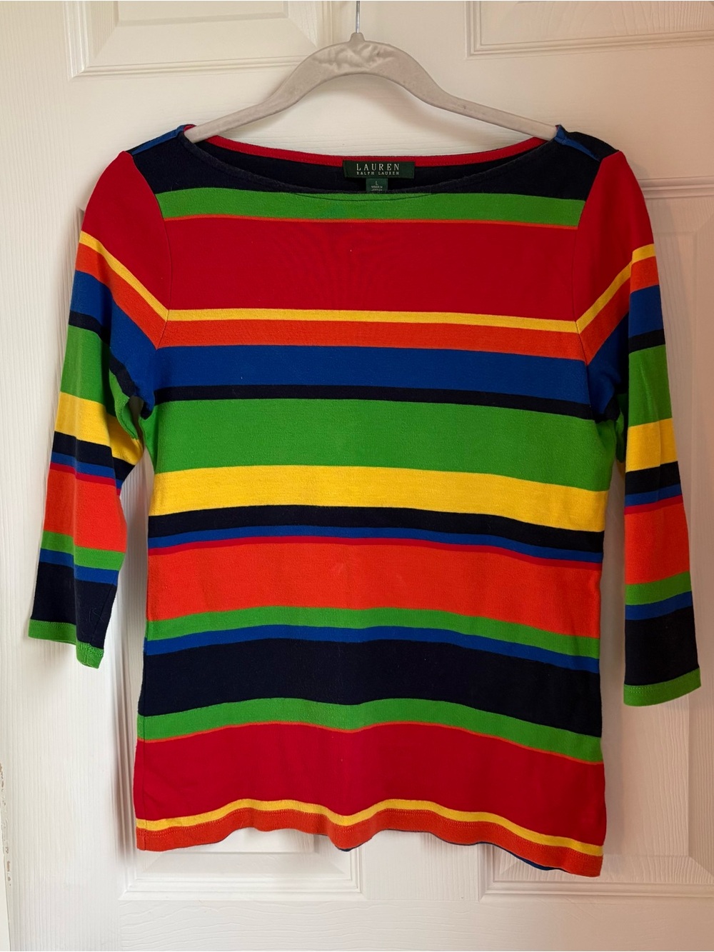 Ralph Lauren Multicolor Striped Boatneck Long Sleeve Top
